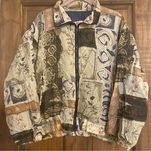 Unique Vintage Stunt Petite Silk Multi-Print Zip-up Jacket PM